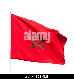 National flag of Morocco isolated on white background Stock Photo