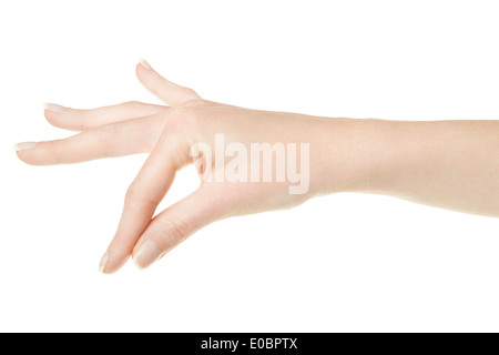Woman hand closeup with manicure holding items Stock Photo
