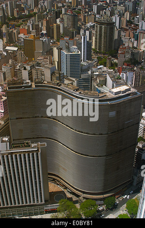 VIew from helicopter of Oscar Niemeyer's building in São Paulo, Brazil. Stock Photo