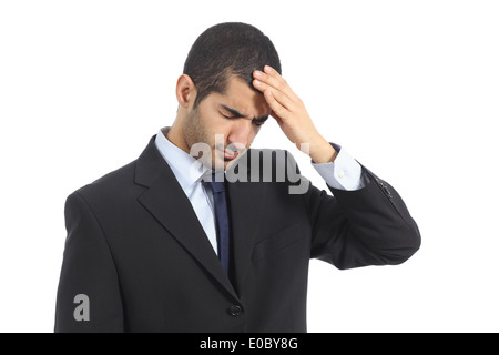 Arab business man worried with headache isolated on a white background Stock Photo