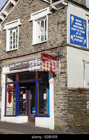 The Windermere Ice Cream Company Shop on Lake Road in Bowness-On-Windermere, English Lake District, Cumbria, UK Stock Photo