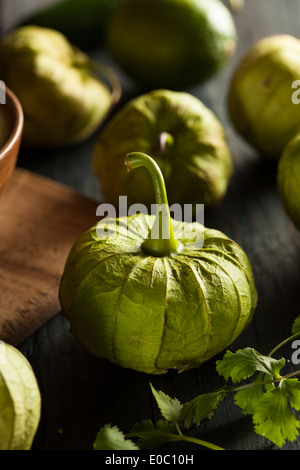 Group of Organic Green Tomatillos on a Background Stock Photo
