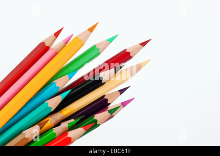 Many different coloured colour pencils Stock Photo