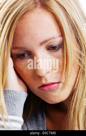 Portrait of a pensive young woman. Worries and problems, Portrait einer nachdenklichen junge Frau. Sorgen und Probleme
