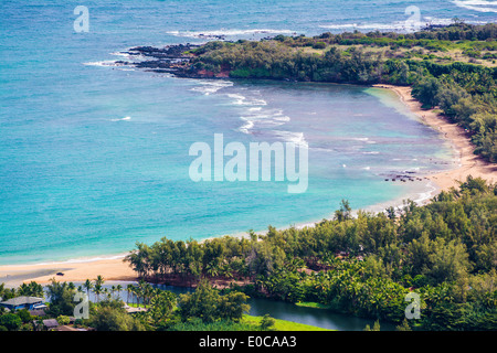 Anahola Bay aerial, Kauai, Hawaii, USA Stock Photo