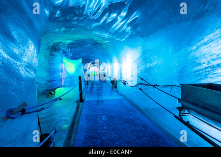 Inside Mer de Glace glacier ice cave, Chamonix, France, Alps, EU Stock Photo