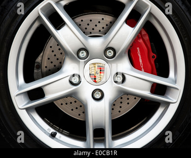 Porsche Wheel and Brake Caliper Stock Photo