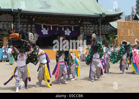 Shishimai (lion dance) celebrating Tenji Matsuri Festival, Osaka, Japan Stock Photo