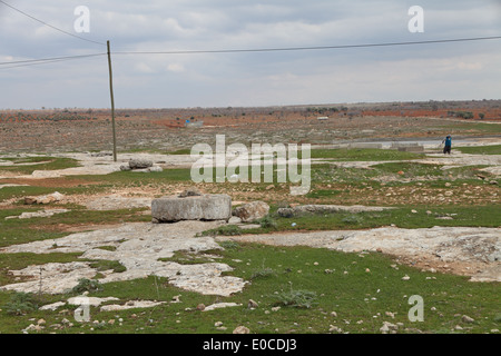 Late Roman water cisterns in the bedrock at Cibin village, Saylakkaya, Sanliurfa province, south east Turkey Stock Photo