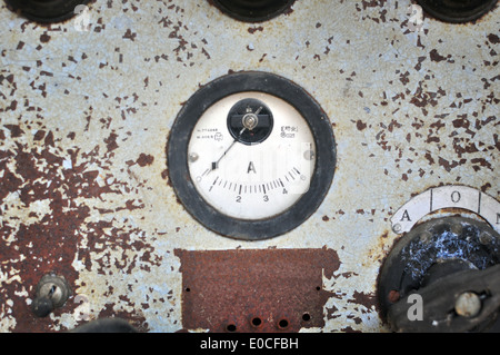Old vintage analogic ammeter Stock Photo