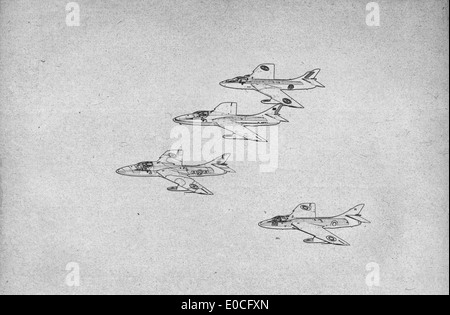 Grungy technical drawing or blueprint illustration on black background  fighter jets Stock Photo