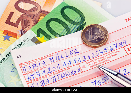 A form for money transfer with number IBAN and code BIC in Germany Stock Photo: 69117709 - Alamy