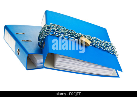 A file with chain and curtain lock closed Stock Photo