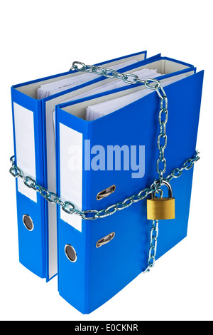 A file with chain and curtain lock closed. Data protection and data security Stock Photo