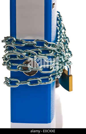 A file with chain and curtain lock closed. Data protection and data security Stock Photo