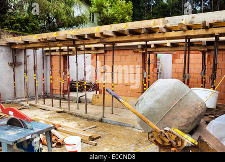 The cellar of a single-family dwelling. Shell in massive construction Stock Photo