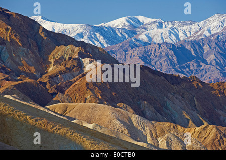 Sunrise at Zabriskie Point, Death Valley, Panamint Mountains, Death Valley National Park, California, USA, America Stock Photo