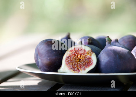 Figs on a plate, cropped Stock Photo