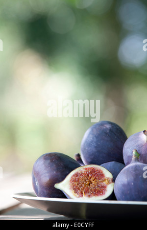 Figs on a plate, cropped Stock Photo