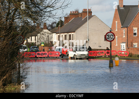 flooding in hathern leicestershire after a mains water pipe burst 16/01/2014 Stock Photo