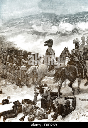 The Highlanders at the Battle of Alma on 20 September 1854, British vanguard during Crimean War Crimean War, 1853 - 1856, Stock Photo