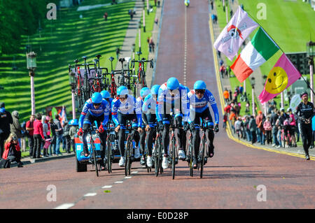 Belfast, Northern Ireland. 9 May 2014 - Giro d'Italia practice session: Garmin Sharp (USA) Credit:  Stephen Barnes/Alamy Live News Stock Photo