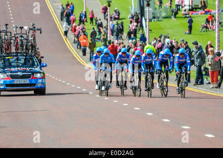 Belfast, Northern Ireland. 9 May 2014 - Giro d'Italia practice session: Garmin Sharp (USA) Credit:  Stephen Barnes/Alamy Live News Stock Photo