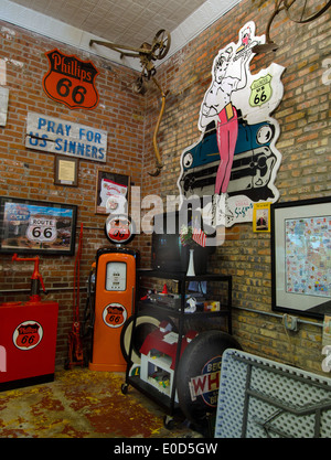 Exhibit in the Route 66 Hall of Fame and Museum in Pontiac, Illinois, a town along Route 66. Stock Photo