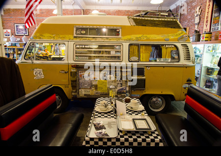 Exhibit in the Route 66 Hall of Fame and Museum in Pontiac, Illinois, a town along Route 66. Stock Photo