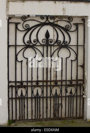 Ornate designed black metal metal gate Stock Photo