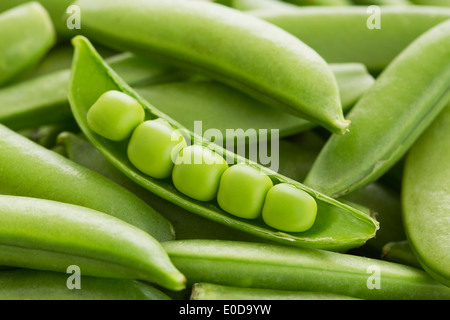 Close-up of peas in pea pod Stock Photo