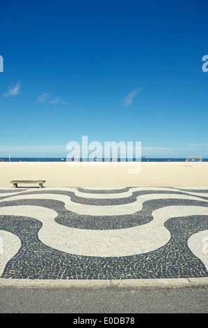 Iconic sidewalk tile pattern at Copacabana Beach Rio de Janeiro Brazil ...
