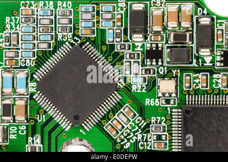 Close-up of a board of a computer. Symbolic photo for modern communication, Nahaufnahme einer Platine eines Computers. Symbolfot Stock Photo