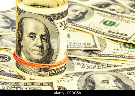 A lot of American dollar of bank notes. Symbolic photo for debts and wealth, Viele amerikanische Dollar Geldscheine. Symbolfoto Stock Photo