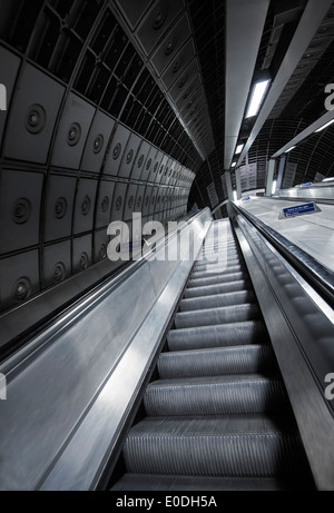 An escalator at Westminster Station on the London Underground, England UK Stock Photo