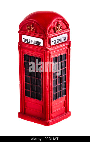 a typical red english phone booth isolated over a white background Stock Photo