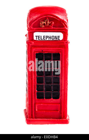 a typical red english phone booth isolated over a white background Stock Photo