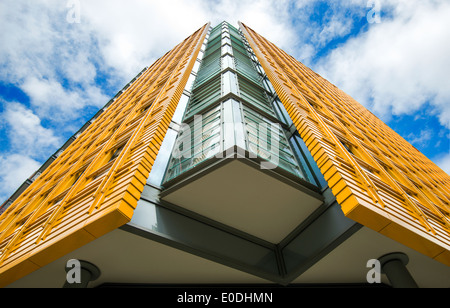 A bright yellow facade on an office building at Central Saint Giles in London, England UK Stock Photo