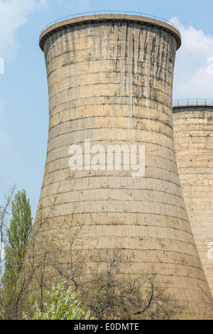 Abandoned Nuclear Power Plant Cooling Towers Stock Photo