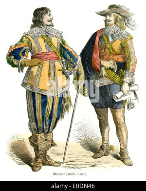 Traditional costumes of Germany in the 17th Century. Noblemen Stock Photo