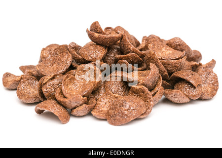 Chocolate Corn Flakes Isolated On White Stock Photo