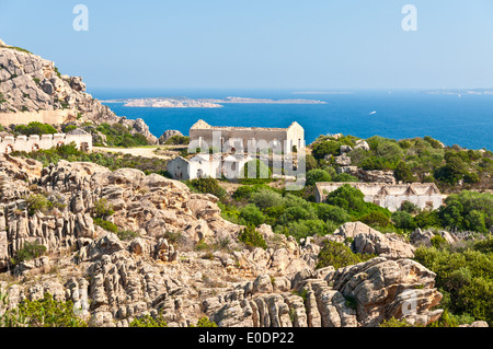 Abandoned military buildings on cape Capo Orso, Sardinia, Italy. Stock Photo