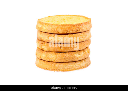 Series of round rusk, isolated on background Stock Photo