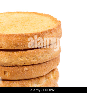 Series of round rusk, isolated on background Stock Photo