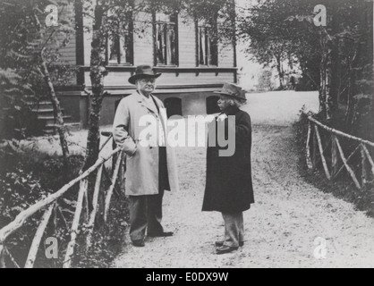 [Bjørnstjerne Bjørnson and Edvard Grieg at Edvard's 60 year birthday] Stock Photo