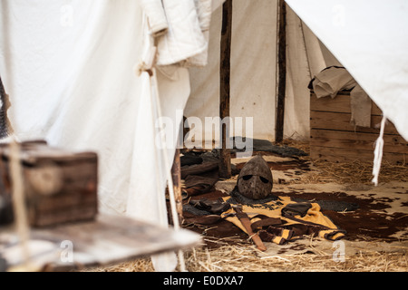 a picturesque medieval tent during a medieval fair in Italy Stock Photo
