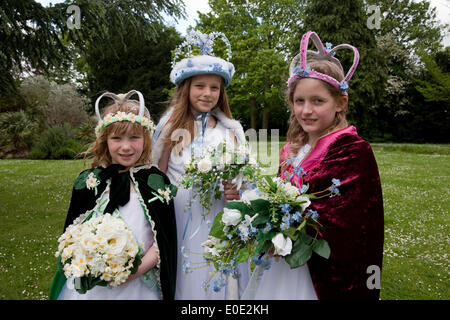 Hayes,UK,10th May 2014, Hayes May Queens pose for photos in the Library garden Credit: Keith Larby/Alamy Live News Stock Photo