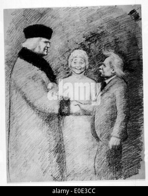 Bjørnstjerne Bjørnson, Nina & Edvard Grieg caricature Stock Photo