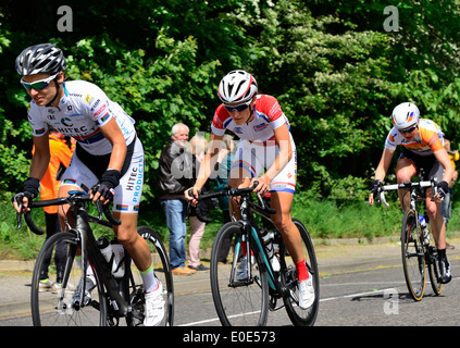 South African Ashleigh Moolman leads closely followed by Lizzie Armitstead.Friends Life Women's Tour.Manningtree,Essex,UK,9/5/14 Stock Photo