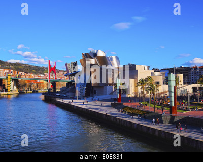 Nervion River and The Guggenheim Museum in Bilbao, Biscay, Basque Country, Spain Stock Photo